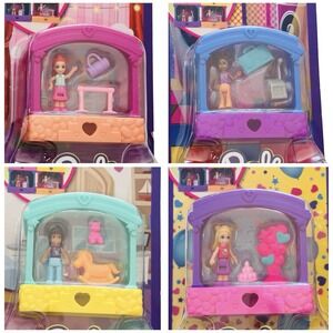 NEW Polly Pocket Mini Compact Stack-able Rooms Lot of‎ 4 Mattel 4+ YouTube Kids